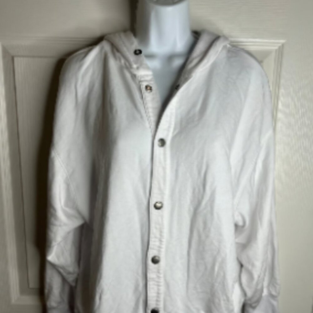 Stateside Anthropologie Women's Hooded Snap Front Jacket White